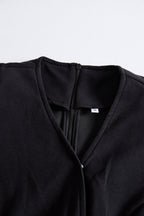 Elegant Wrap-Style White Midi Dress with Button Details | Long Sleeve Design for Effortless Sophistication