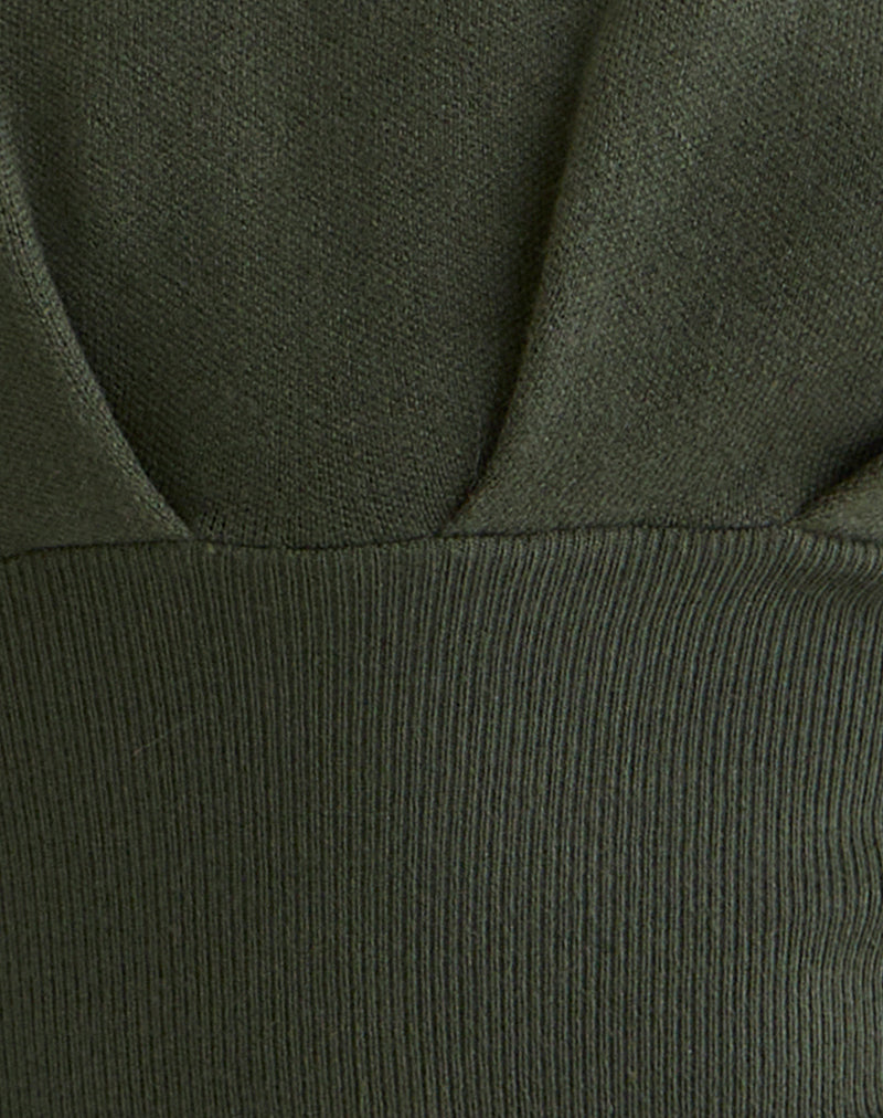 Women's Knit Fashion Top with Keyhole Detail in Khaki for Everyday Wear