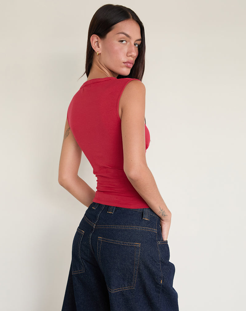 Women's Stretch Lycra Fashion Bodycon Top in Red for Everyday Wear