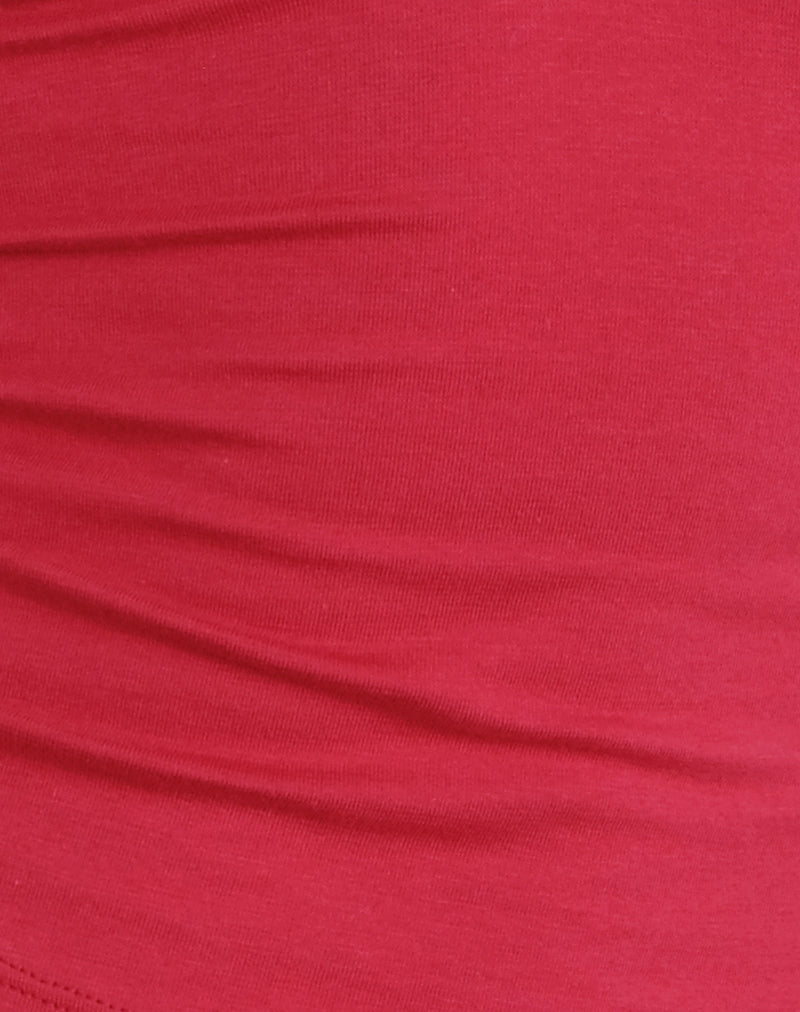Women's Stretch Lycra Fashion Bodycon Top in Red for Everyday Wear