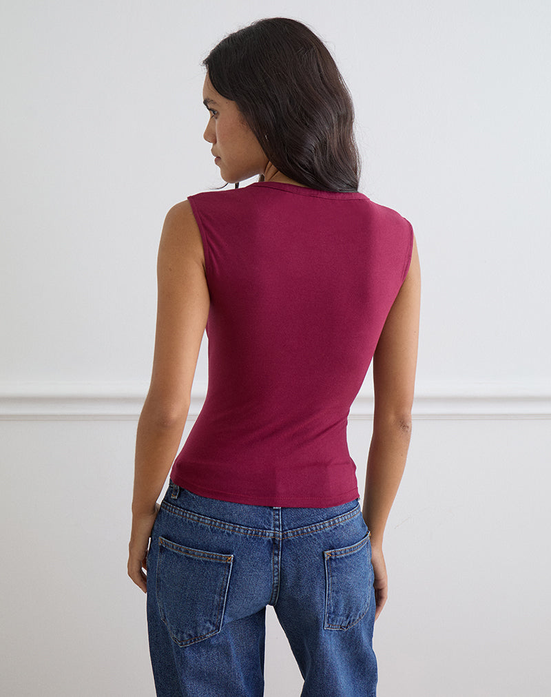 Women's Stretch Lycra Fashion Bodycon Top in Burgundy for Everyday Wear