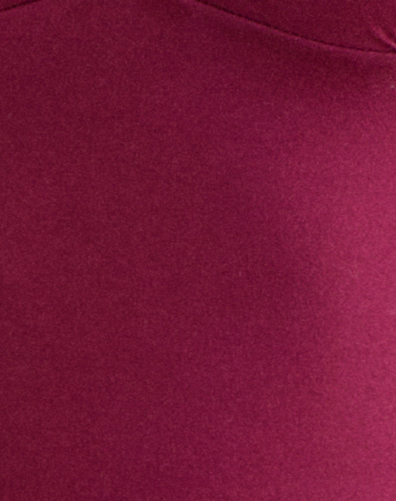 Women's Stretch Lycra Fashion Bodycon Top in Burgundy for Everyday Wear