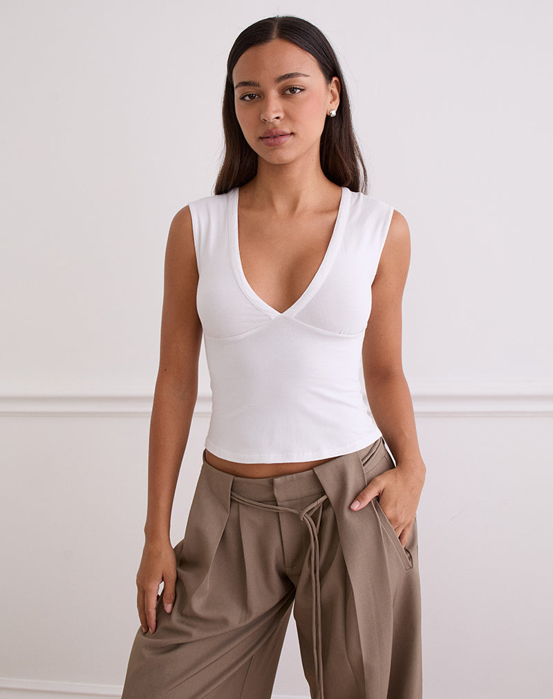 Women's Stretch Lycra Fashion Bodycon Top in White for Everyday Wear