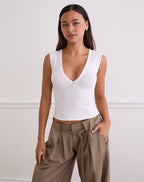Women's Stretch Lycra Fashion Bodycon Top in White for Everyday Wear
