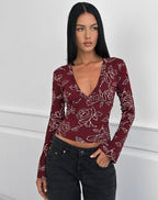 Women's Rayon Jersey Long Sleeve Bodycon Top in Rose for Everyday Wear