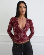 Women's Rayon Jersey Long Sleeve Bodycon Top in Rose for Everyday Wear
