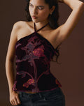 Women's Lace Halterneck Top in Burgundy for Everyday Wear