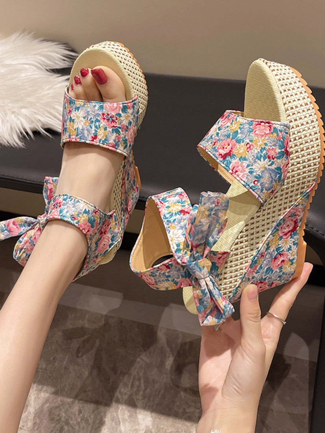 Women's Heeled Evening Sandals in Floral with Cushioned Sole for All-Day Comfort