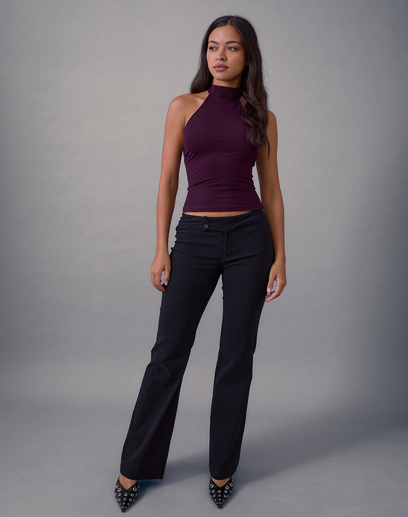Women's Rayon Jersey Halterneck Top in Black for Everyday Wear