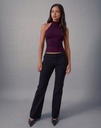 Women's Rayon Jersey Halterneck Top in Black for Everyday Wear