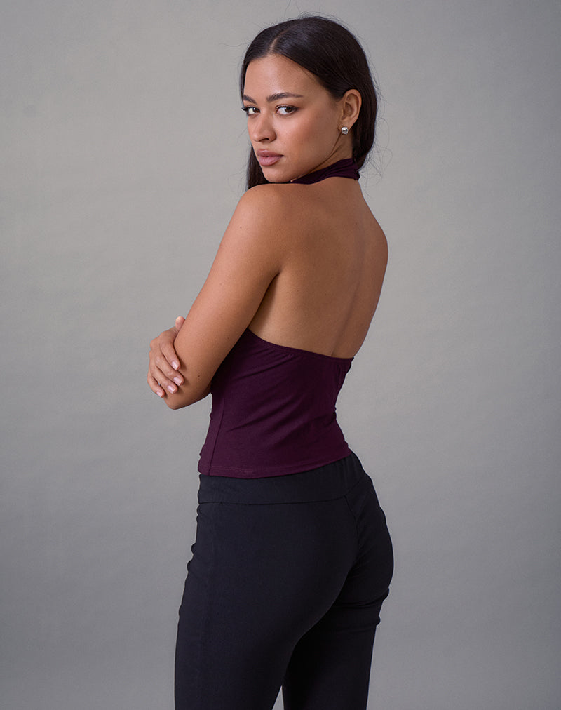 Women's Rayon Jersey Halterneck Top in Black for Everyday Wear