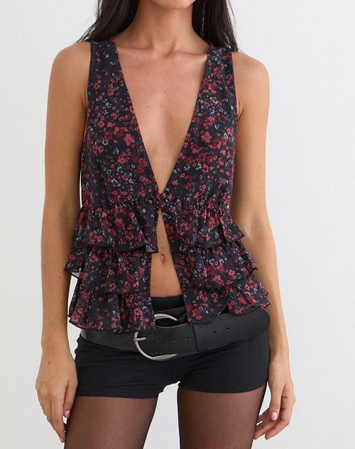 Women's Chiffon Sleeveless Vest Top in Black for Everyday Wear