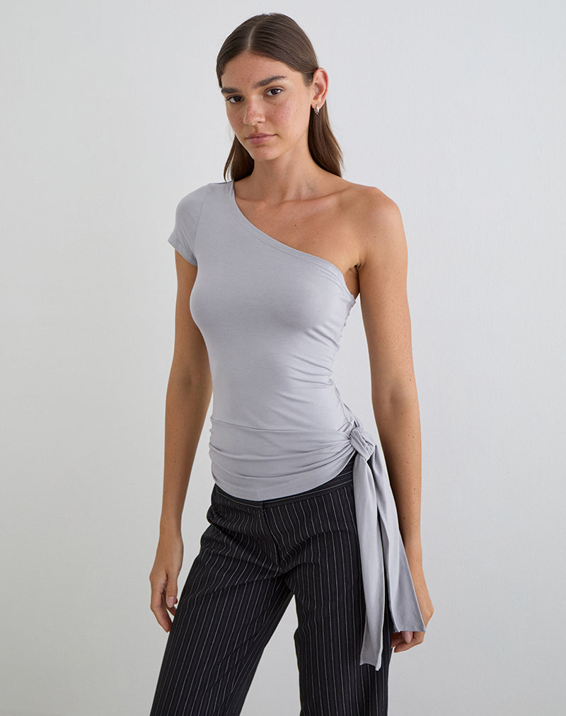 Women's Rayon Jersey Fashion Bodycon Top with Asymmetric Neckline for Everyday Wear