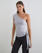 Women's Rayon Jersey Fashion Bodycon Top with Asymmetric Neckline for Everyday Wear