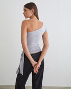 Women's Rayon Jersey Fashion Bodycon Top with Asymmetric Neckline for Everyday Wear