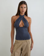 Women's Rayon Jersey Halterneck Bodycon Top for Everyday Wear