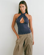 Women's Rayon Jersey Halterneck Bodycon Top for Everyday Wear