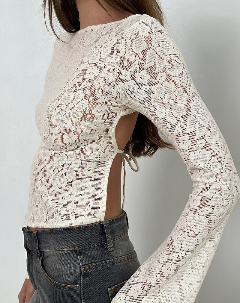 Women's Lace Swing Midi Dress in Ivory for Everyday Wear