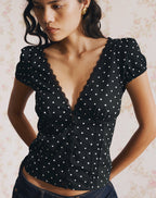 Women's Corset Top with V-Neckline in Black for Everyday Wear