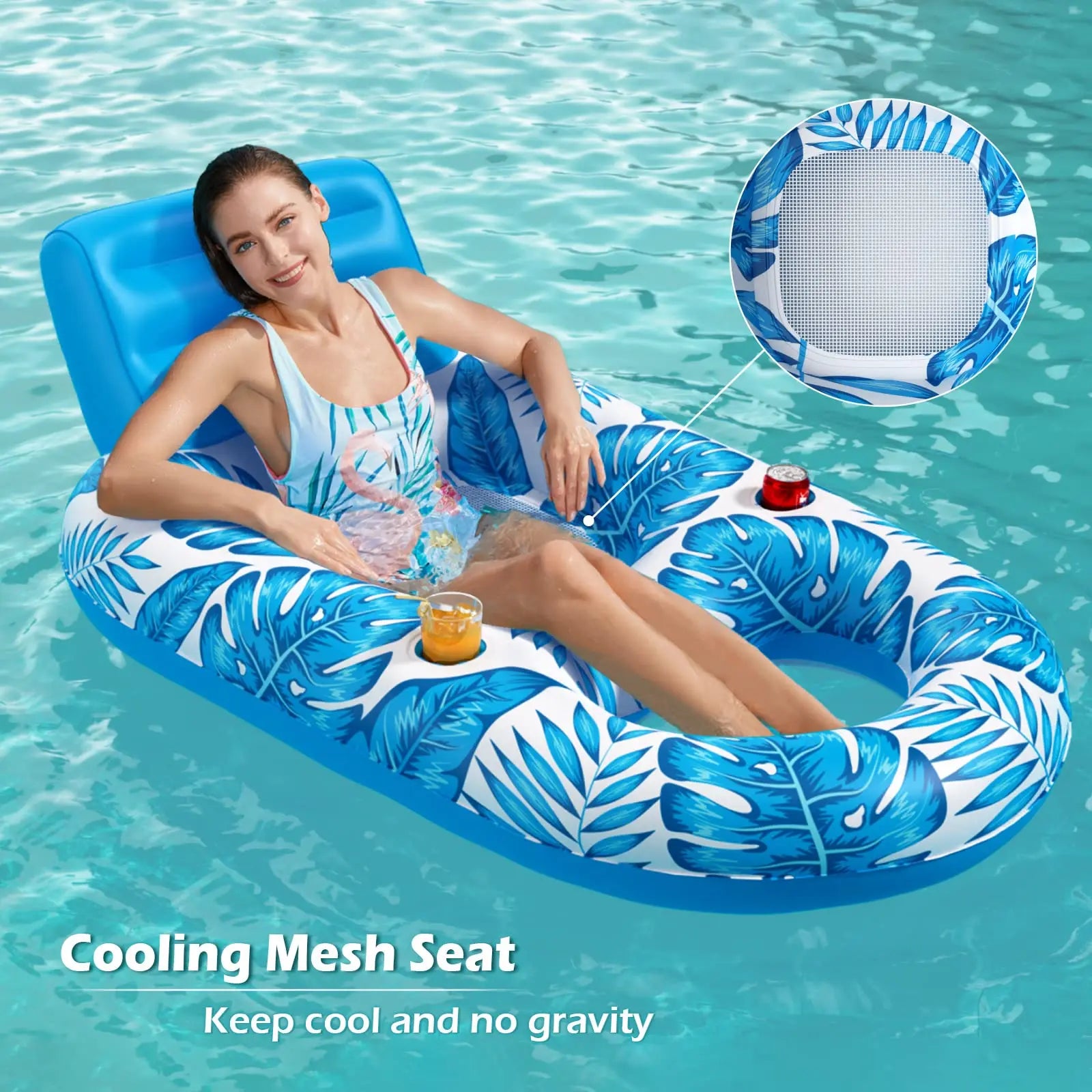 Inflatable Pool Float for Adults with Comfortable Lounge Design | Durable Pool Inflatables for Relaxation by Pool or Lake