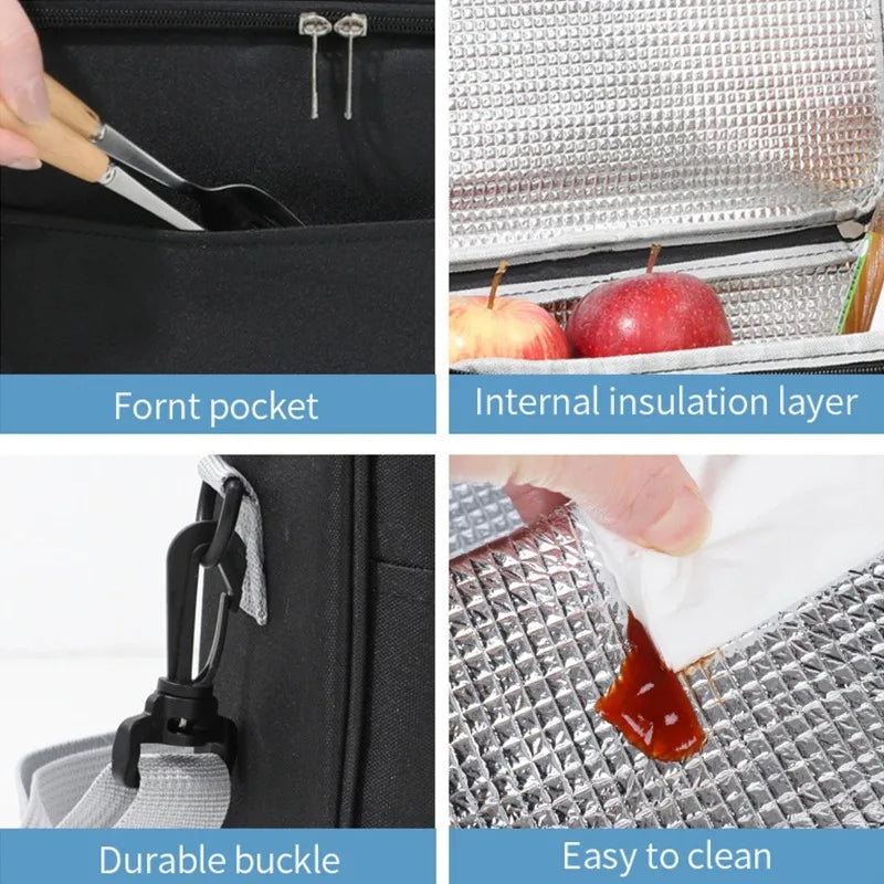 Insulated Lunch Bag with Adjustable Strap & Waterproof Design for Food Preservation