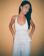 Women's Halterneck Top in Whit Flattering Fit for Everyday Wear