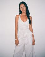 Women's Halterneck Top in Whit Flattering Fit for Everyday Wear
