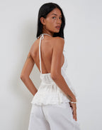 Women's Halterneck Top in Whit Flattering Fit for Everyday Wear