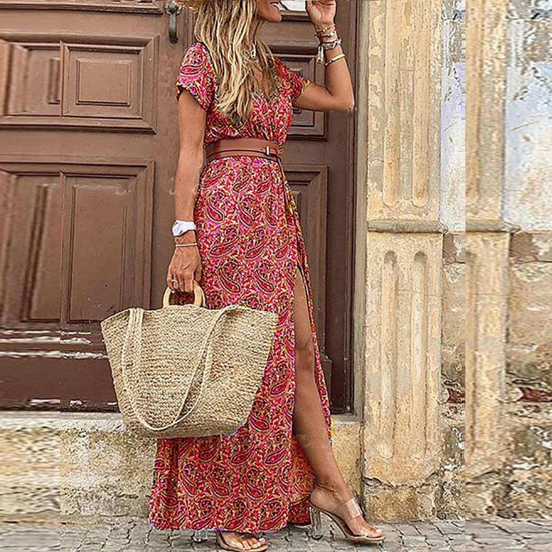 Sleeveless Boho Print Maxi Dress for festivals and outdoor days