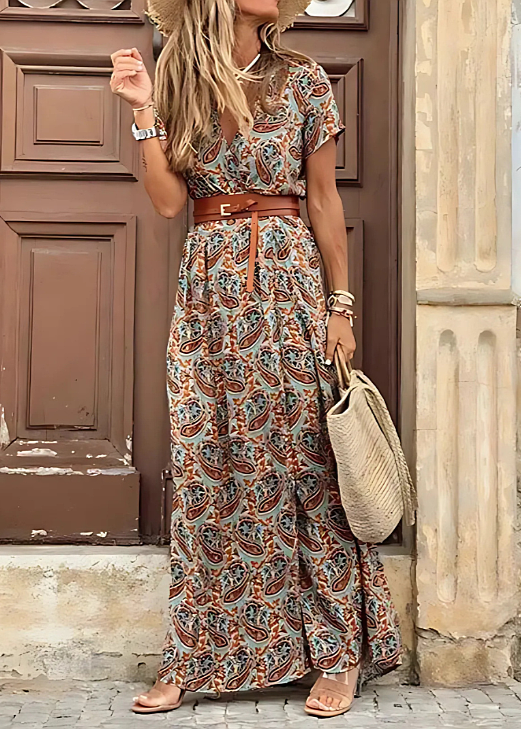 Sleeveless Boho Print Maxi Dress for festivals and outdoor days