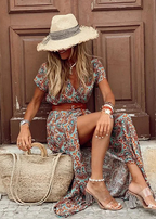 Sleeveless Boho Print Maxi Dress for festivals and outdoor days