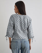 Women's Corset Top with V-Neckline in Grey for Everyday Wear