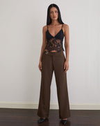 Women's Lace Cami Slim Top with V-Neckline in Black for Everyday Wear