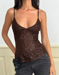 Women's Sequin Cami Top in Brown for Everyday Wear