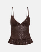Women's Sequin Cami Top in Brown for Everyday Wear