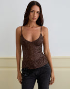 Women's Sequin Cami Top in Brown for Everyday Wear