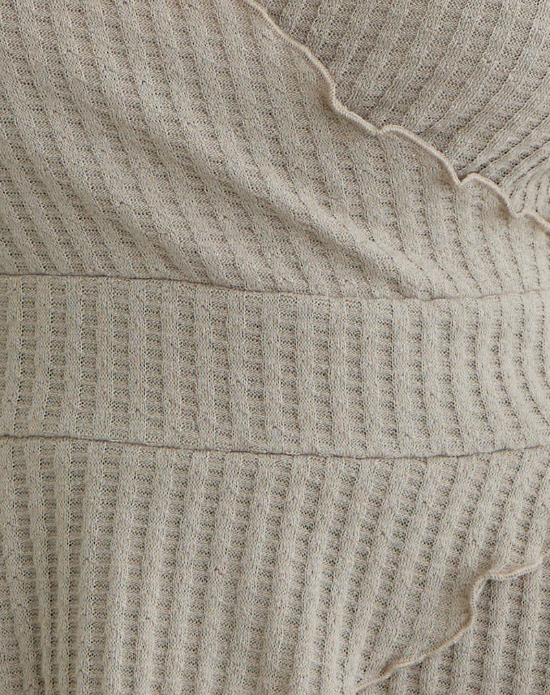 Women's Knit Halterneck Fitted Top in Stone for Everyday Wear