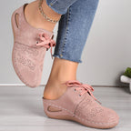 Women's Lace Wedge Heel Sandals with Cushioned Sole for All-Day Comfort