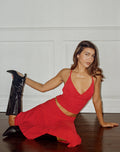 Women's Shift Slim Midi Dress with V-Neckline in Red for Everyday Wear