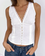 Women's Cotton Corset Top in White for Everyday Wear