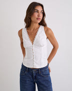 Women's Cotton Corset Top in White for Everyday Wear