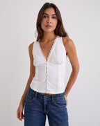 Women's Cotton Corset Top in White for Everyday Wear