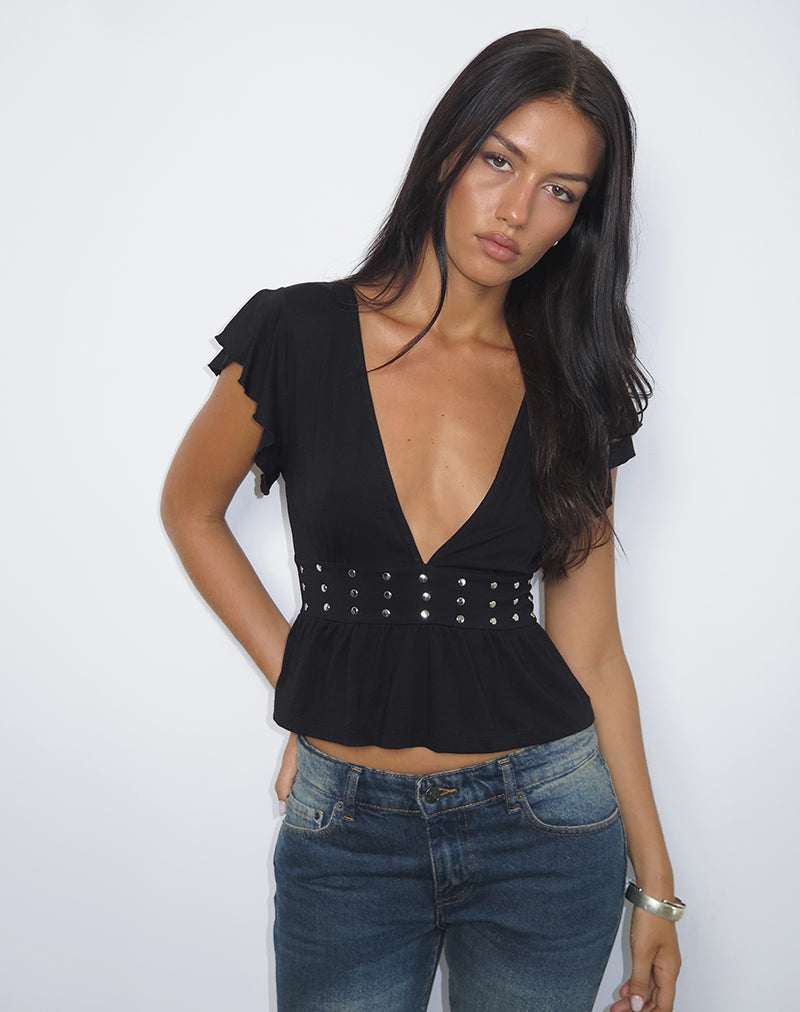 Women's Rayon Jersey Fashion Top in Black for Everyday Wear