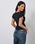 Women's Rayon Jersey Fashion Top in Black for Everyday Wear
