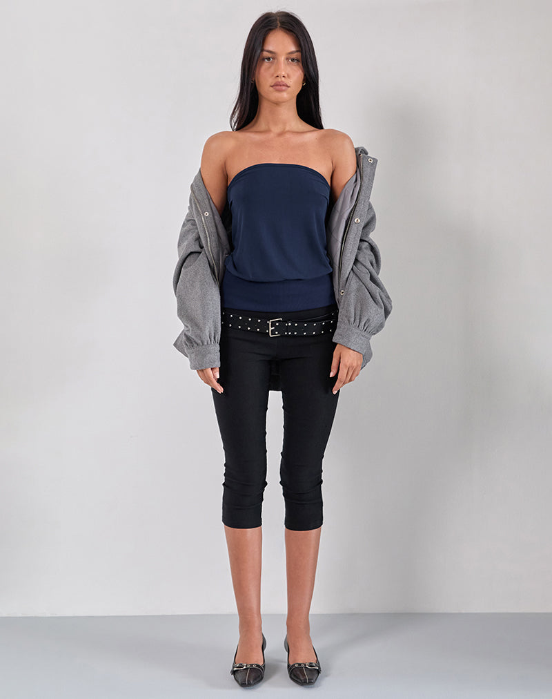 Women's Ribbed Fashion Relaxed Top in Black for Everyday Wear