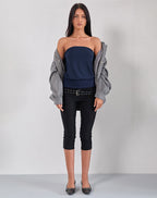 Women's Ribbed Fashion Relaxed Top in Black for Everyday Wear