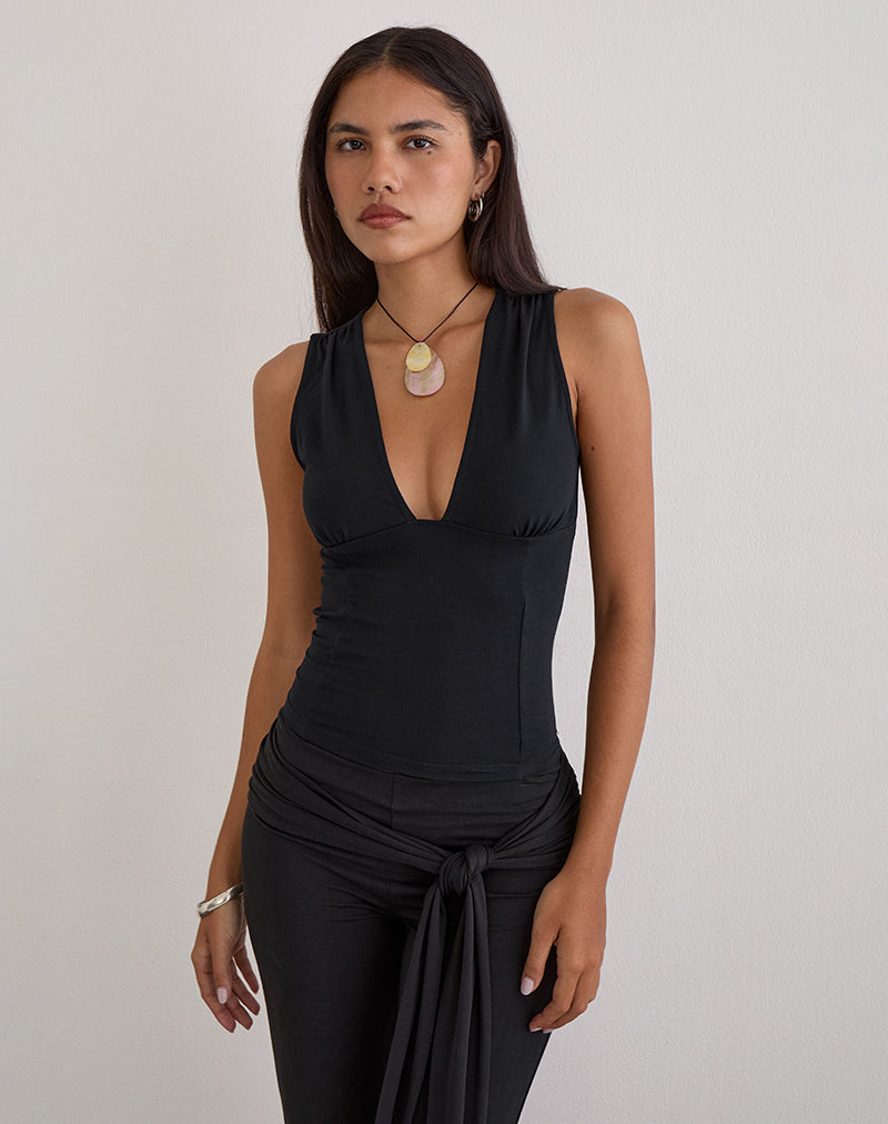 Women's Rayon Jersey Fashion Bodycon Top in Black for Everyday Wear