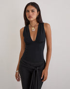 Women's Rayon Jersey Fashion Bodycon Top in Black for Everyday Wear