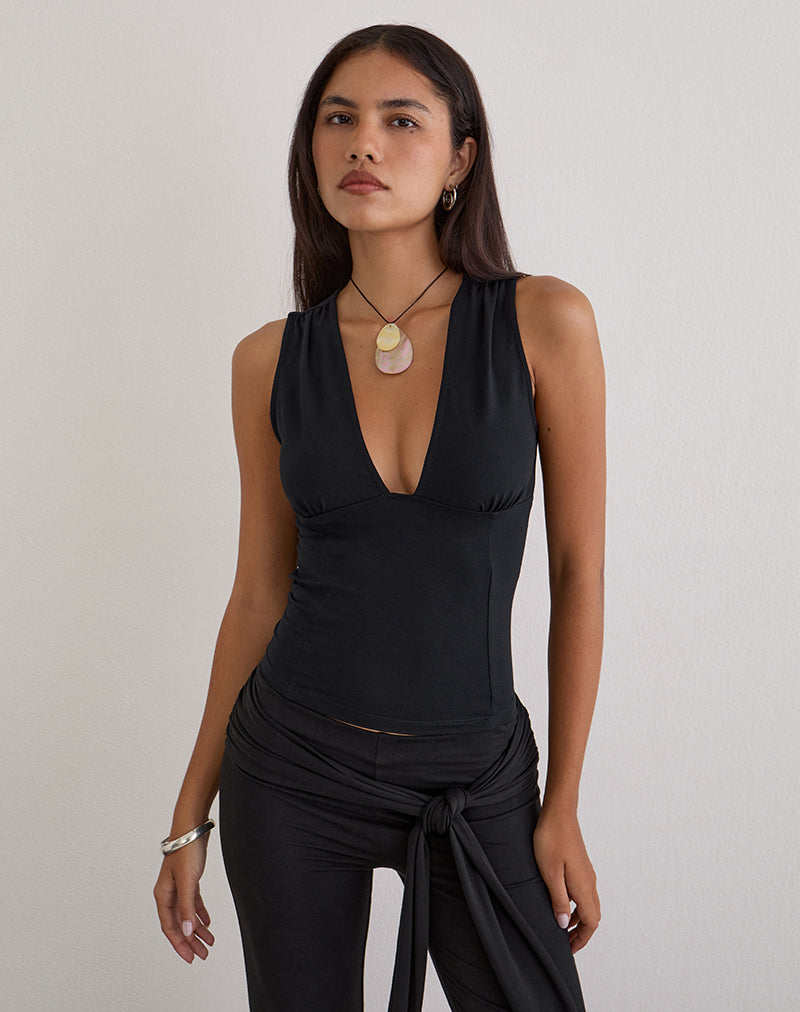 Women's Rayon Jersey Fashion Bodycon Top in Black for Everyday Wear