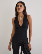 Women's Rayon Jersey Fashion Bodycon Top in Black for Everyday Wear